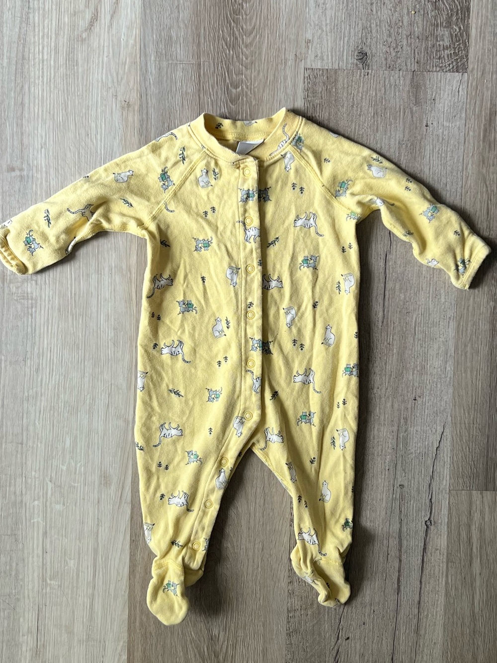 Hanna Andersson Cat and Mouse Footie Pajama size 3-6M 100% Organic Cotton